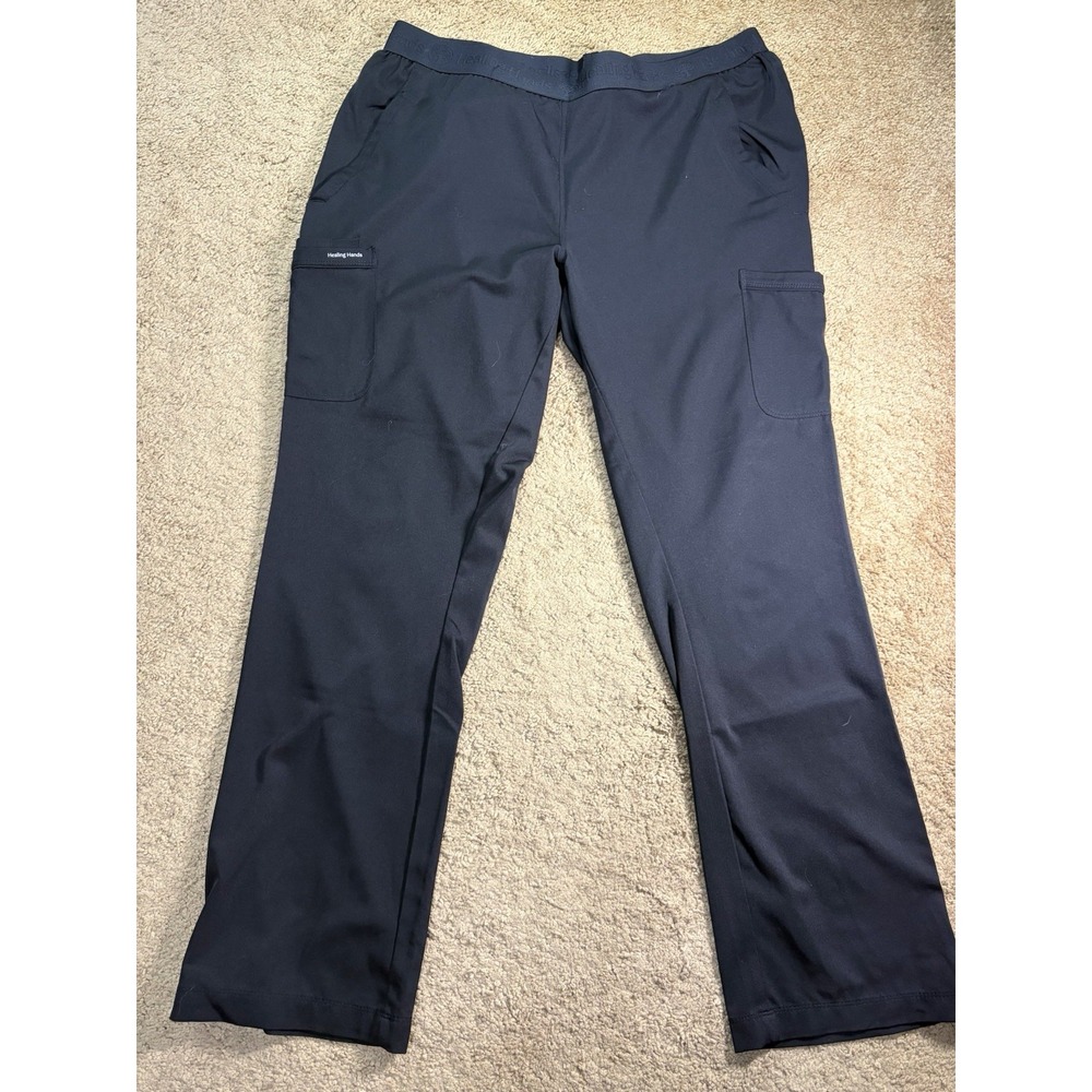 Healing Hands Rachel Scrub Pants Women Large Black Pockets Lightweight